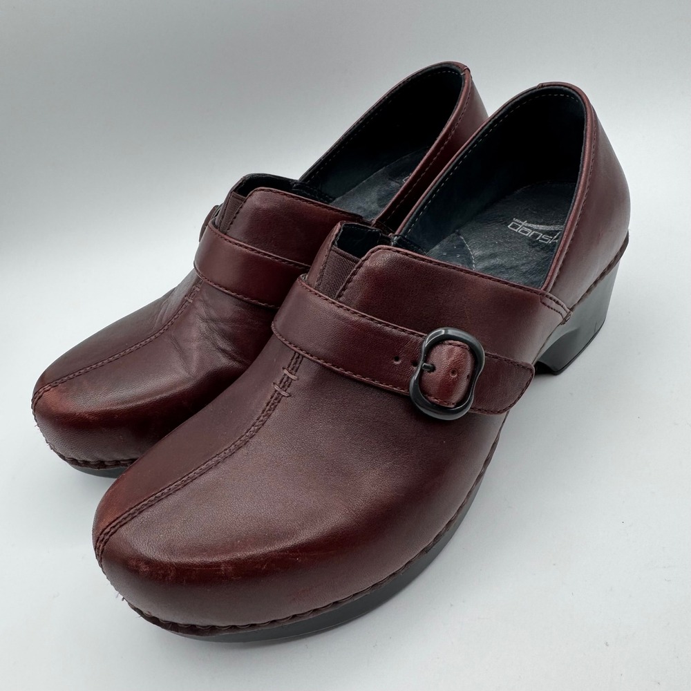 Dansko Tamara Womens 41 Oxblood Burgundy Leather Buckle Clog Shoes 4800810200